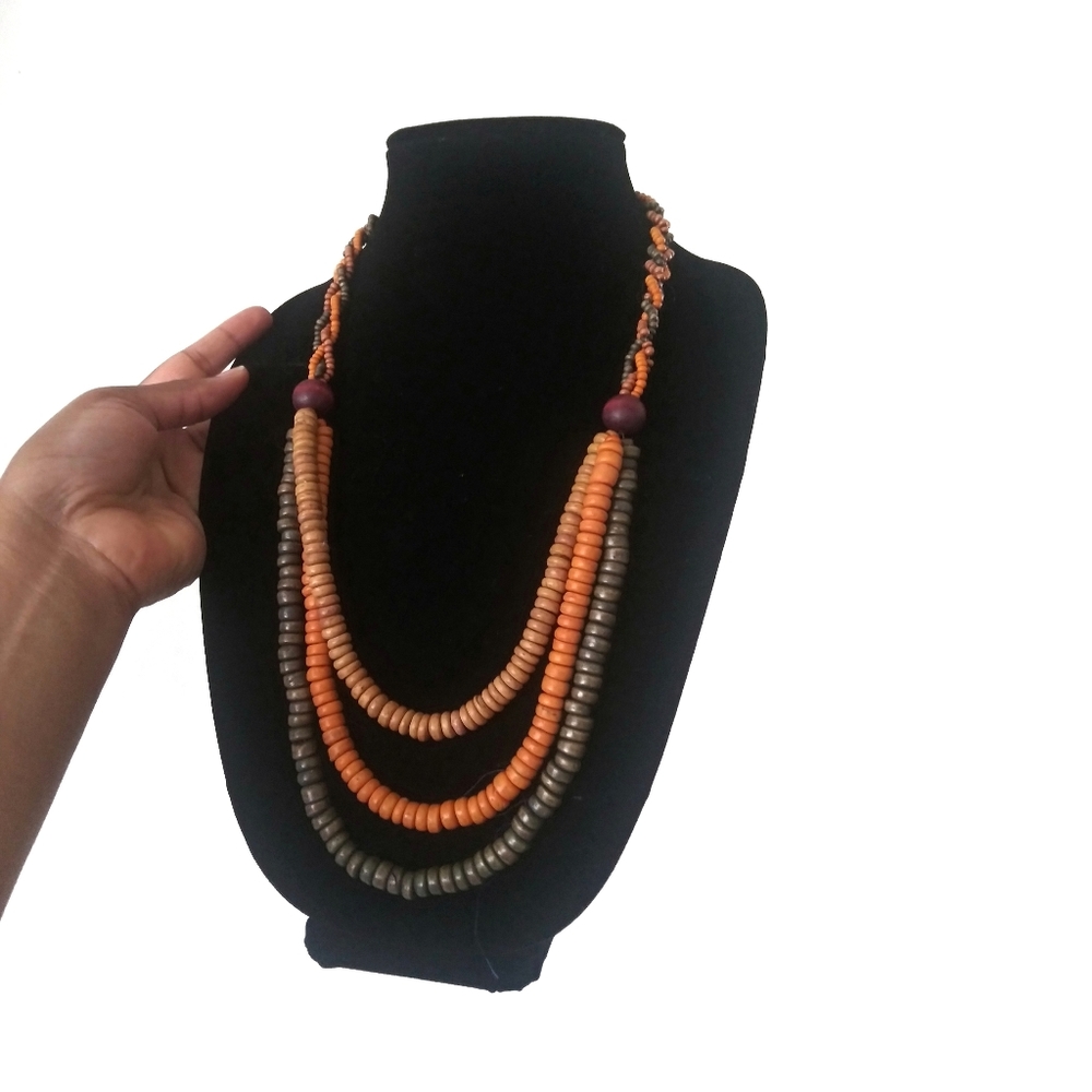 Vintage African beaded layerd bohemian necklace